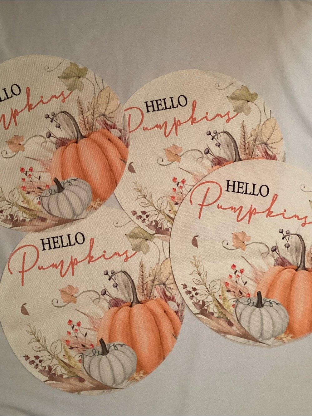 Artoid Mode Hello Pumpkin Set of 8 Fall 14” Round Kitchen Placemats